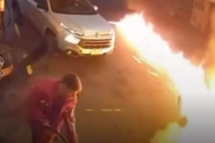 Homem tenta atear fogo em posto de gasolina e é preso