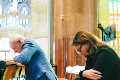 Lula e Janja em visita à Basílica da Sagrada Família