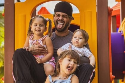 Zé Felipe e filhos, Maria Flor, Maria Alice e José Leonardo