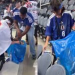 Japoneses recolhem o lixo das arquibancadas após jogo contra a Holanda