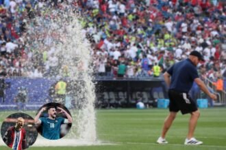 Vídeo flagra pane em irrigador que tumultuou jogo entre Iraque e Noruega na Copa