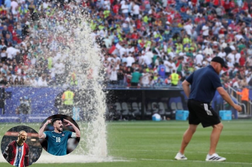 Vídeo flagra pane em irrigador que tumultuou jogo entre Iraque e Noruega na Copa