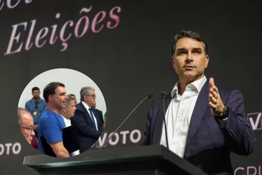 Flávio Bolsonaro participa de culto no Pará e canta louvores com fiéis
